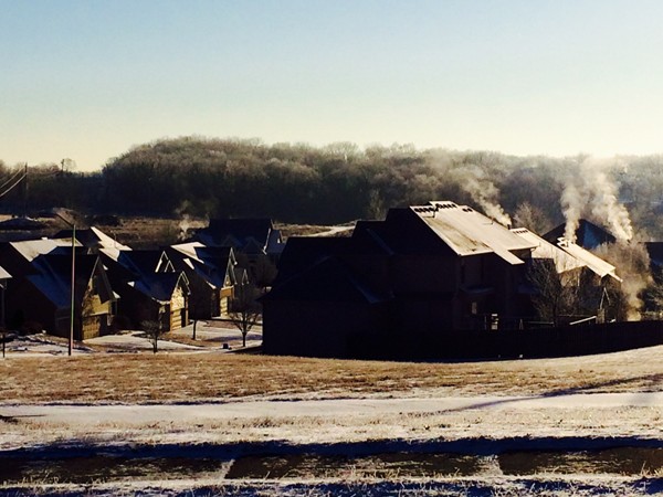 Winter rooftops in Woodneath Farms