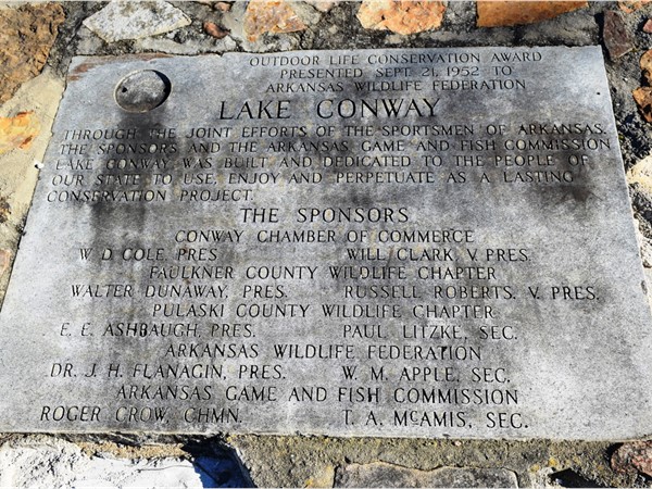 Lake Conway received the Outdoor Life Conservation Award back in 1952