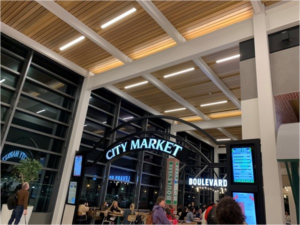 There are several restaurants in City Market at the new airport