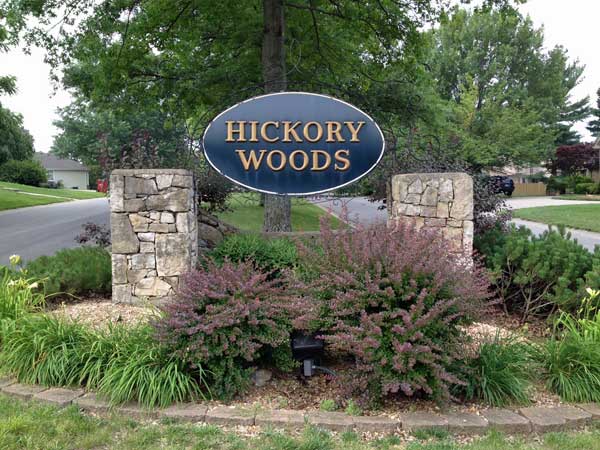 Entrance to Hickory Woods subdivision