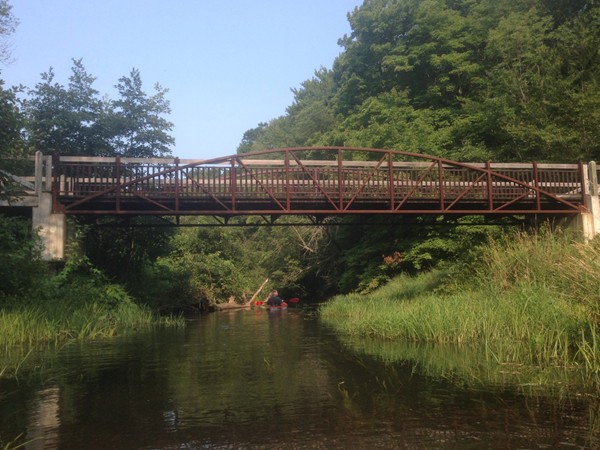 View of the Ottawa County bike bridge which crosses Pigeon River