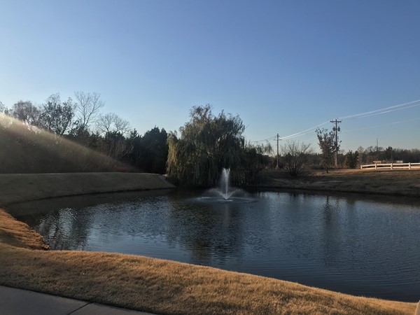 Pond and fountain in Cheyenne Crossing neighborhood