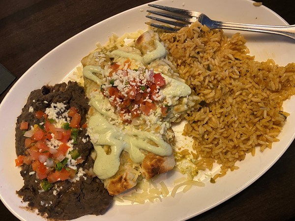 Pictured here are Enchiladas. Red Door Grill has some of the best food in Lee's Summit